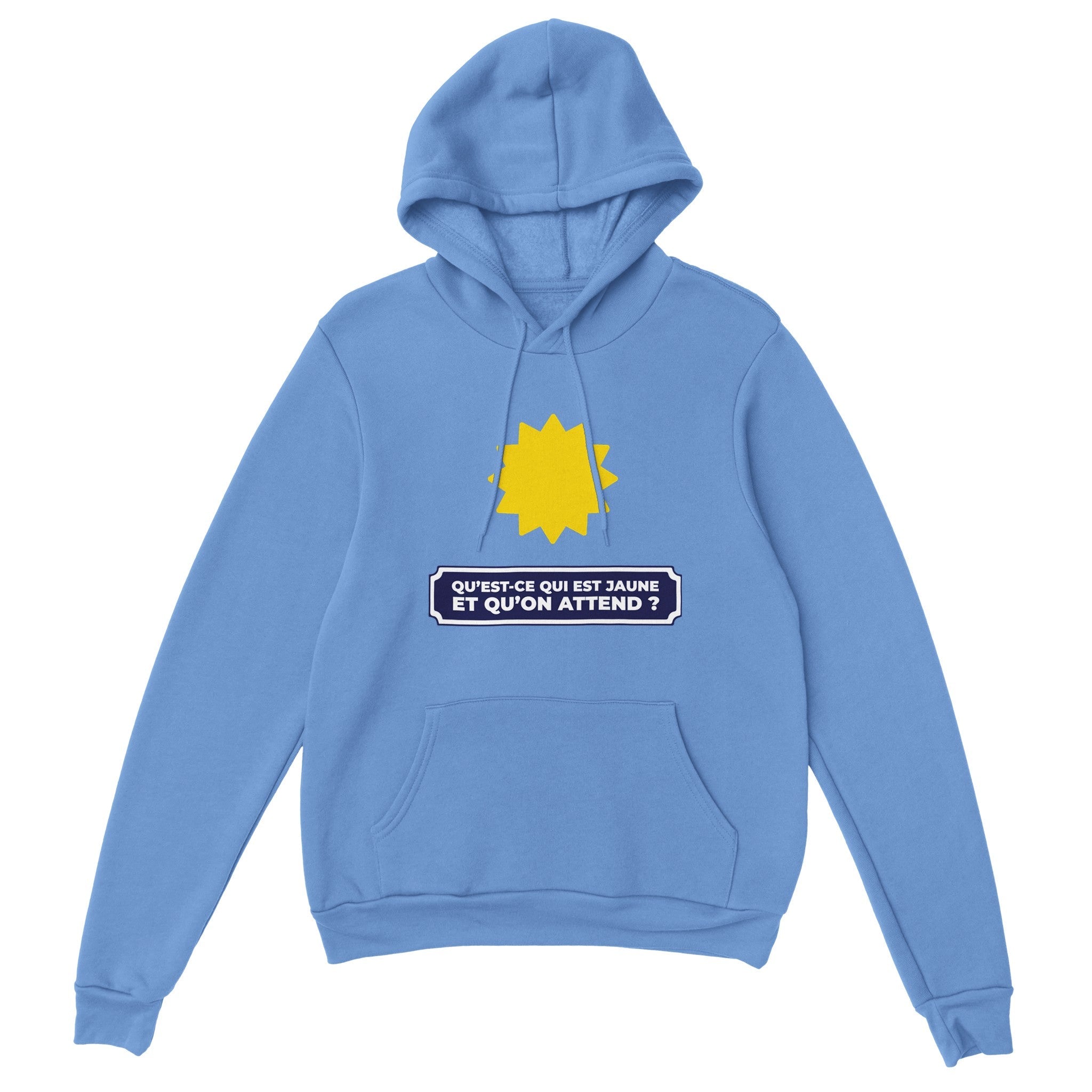 Sweat à capuche pastis "Qu'est ce qui est jaune et qu'on attend ?" | Mixte.
