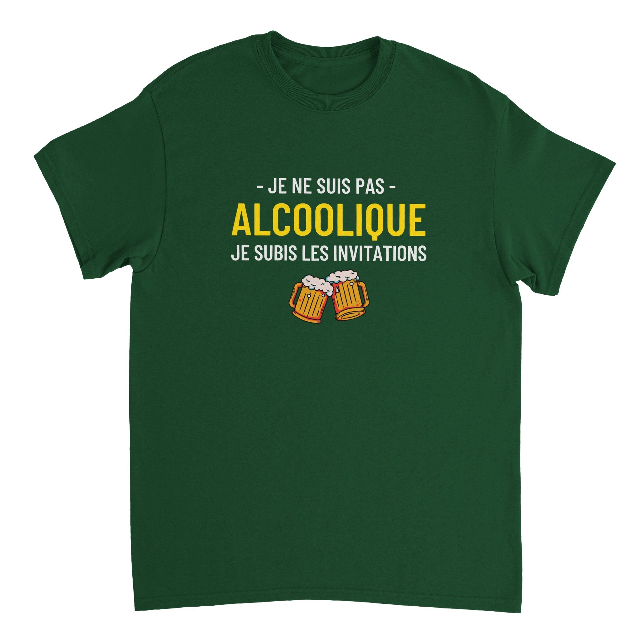 T-shirt Apéro "Je ne suis pas alcoolique je subis les invitations" | Mixte French Humour