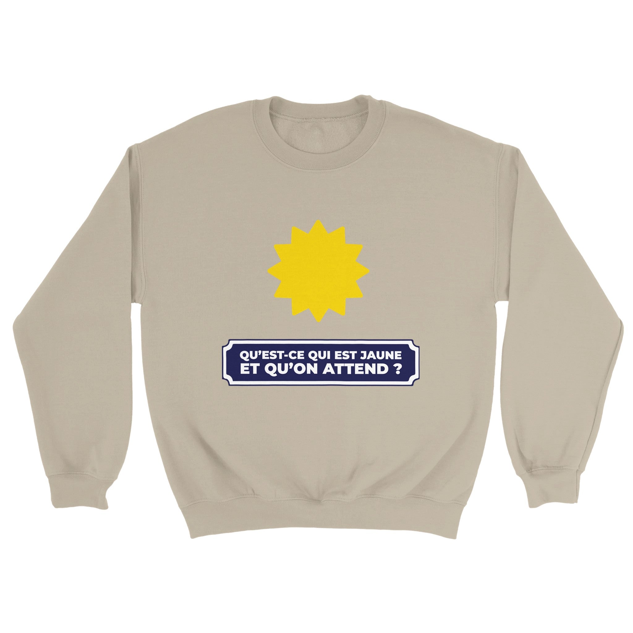 Sweat pastis "Qu'est ce qui est jaune et qu'on attend ?" | Mixte