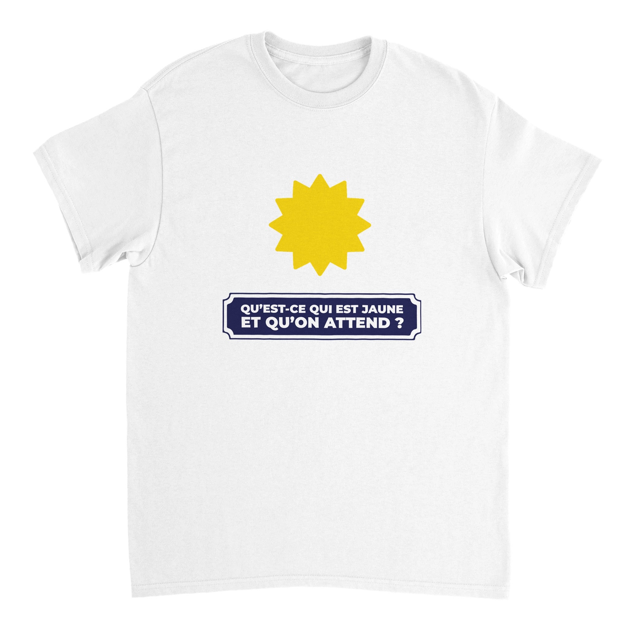 T-shirt Pastis "Qu'est ce qui est jaune et qu'on attend ?" | Mixte French Humour