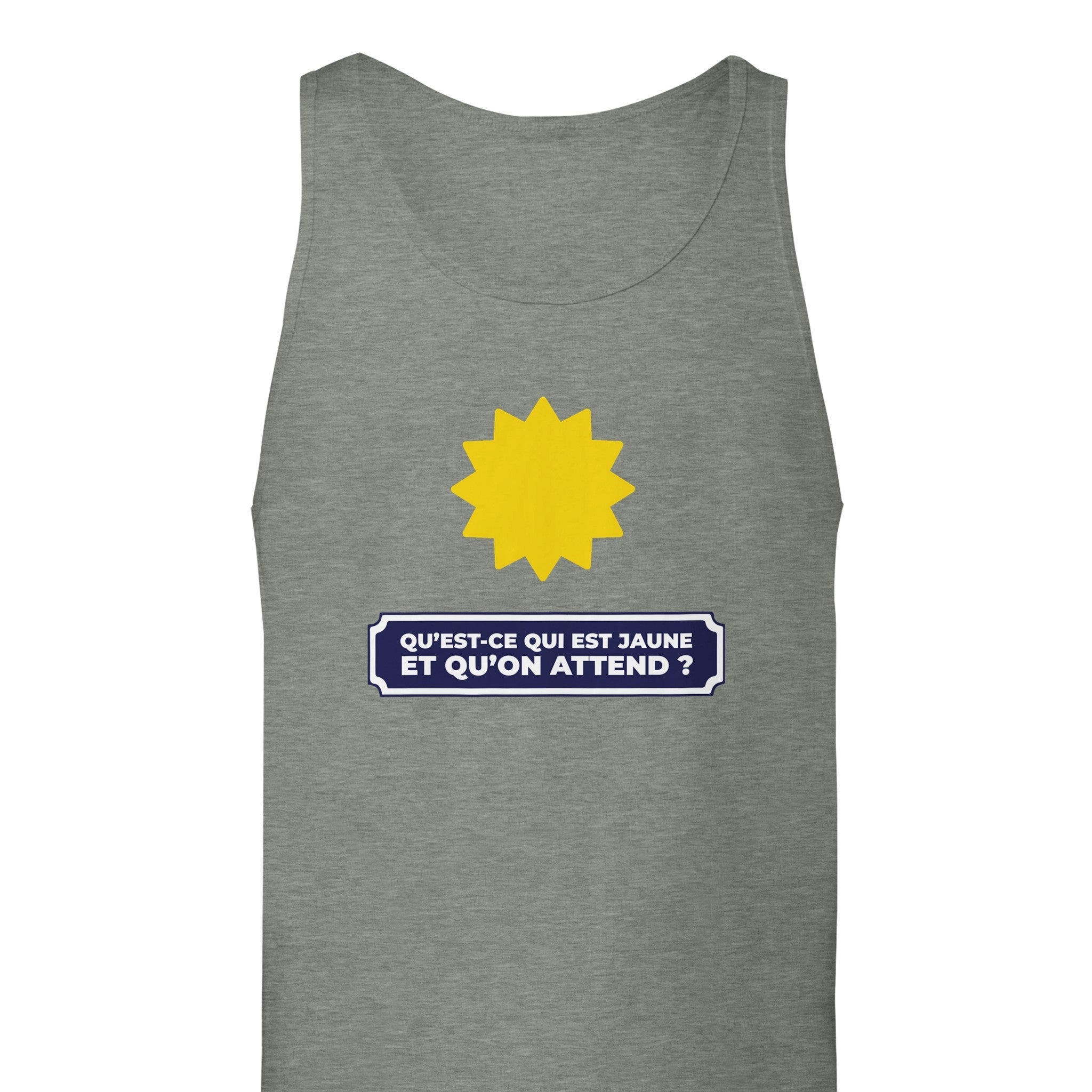 Débardeur Pastis "Qu'est ce qui est jaune et qu'on attend ?" | Mixte French Humour