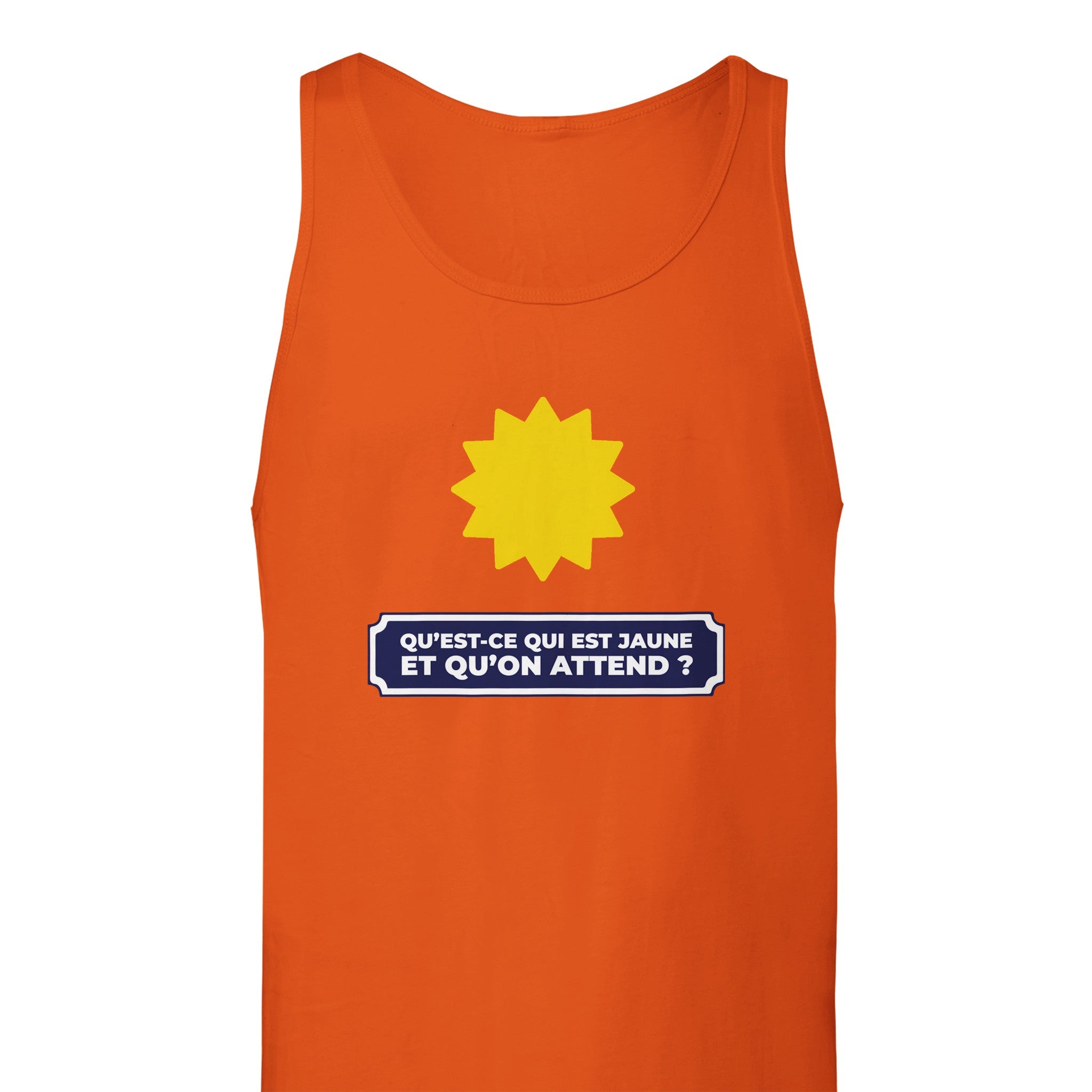 Débardeur Pastis "Qu'est ce qui est jaune et qu'on attend ?" | Mixte French Humour