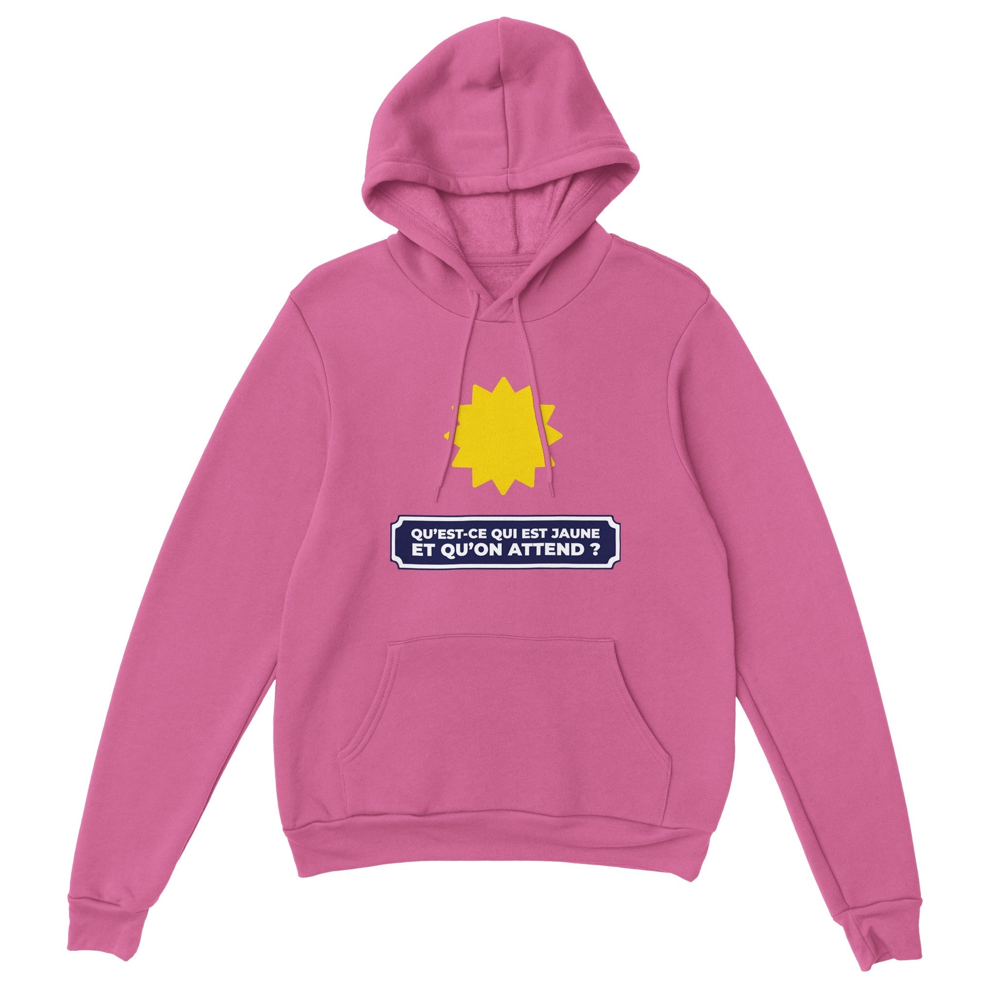Sweat à capuche pastis "Qu'est ce qui est jaune et qu'on attend ?" | Mixte.