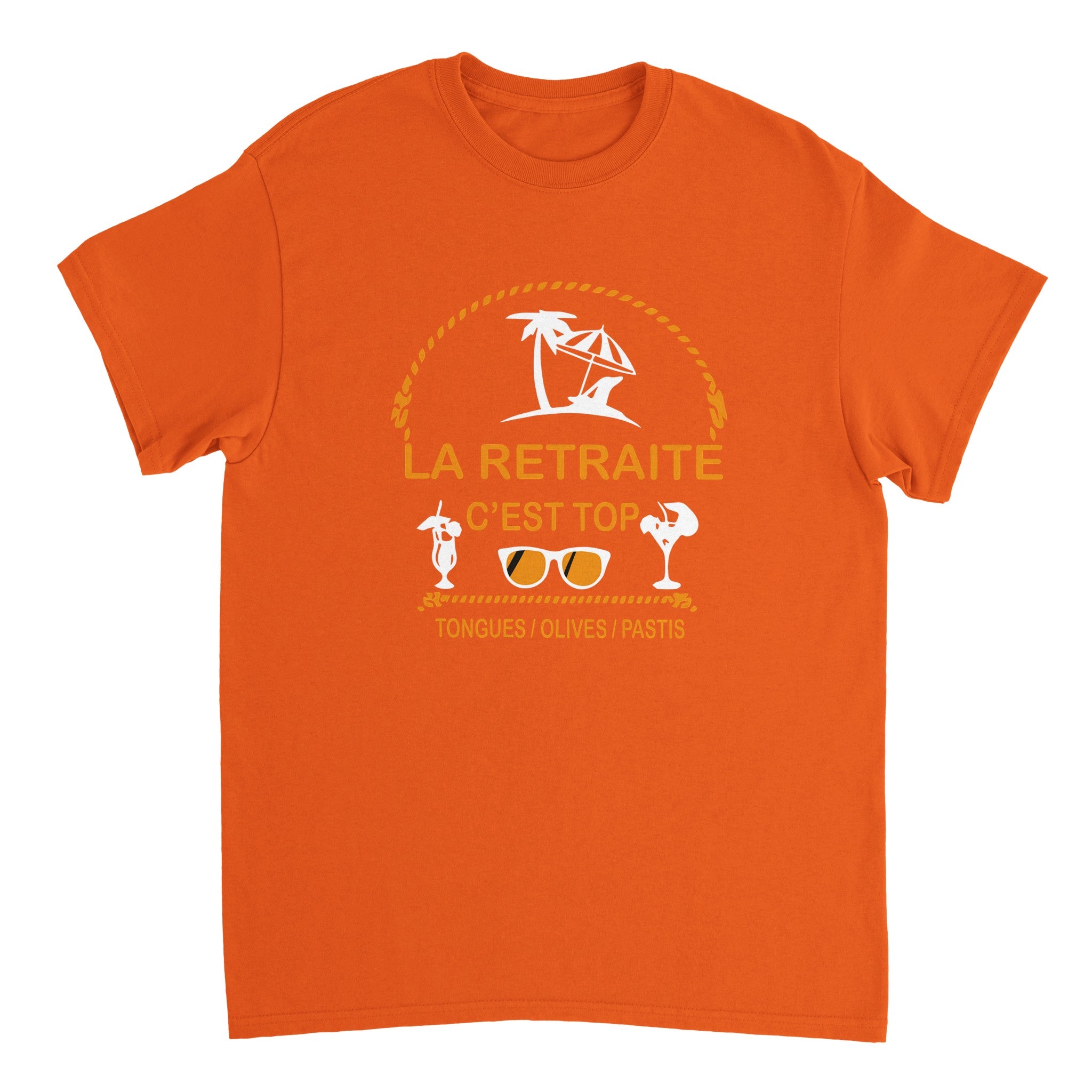 T-shirt Pastis "La retraite c'est top, tongues, olives, pastis" | Mixte French Humour