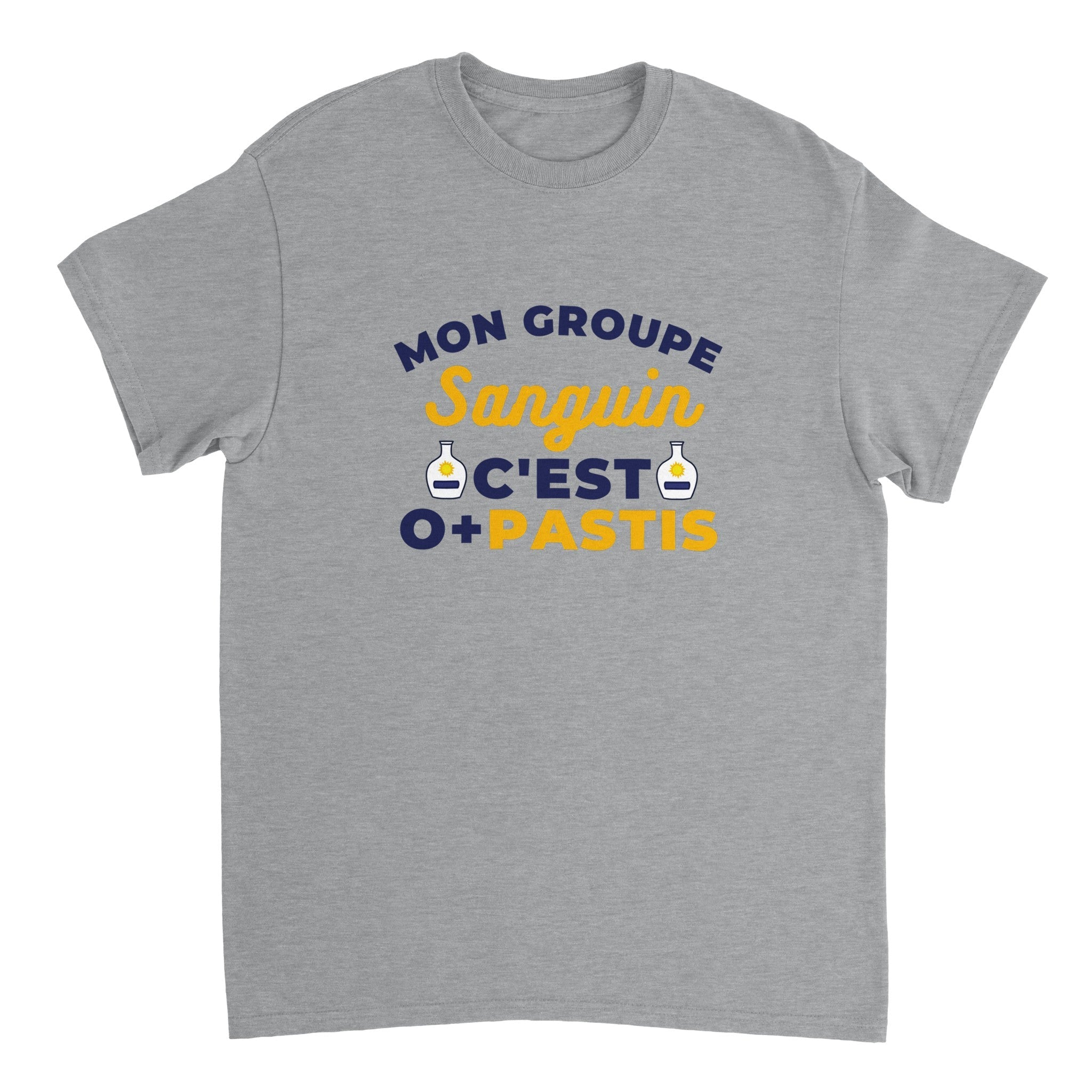 T-shirt Pastis "Mon groupe sanguin c'est O+Pastis" | Mixte.