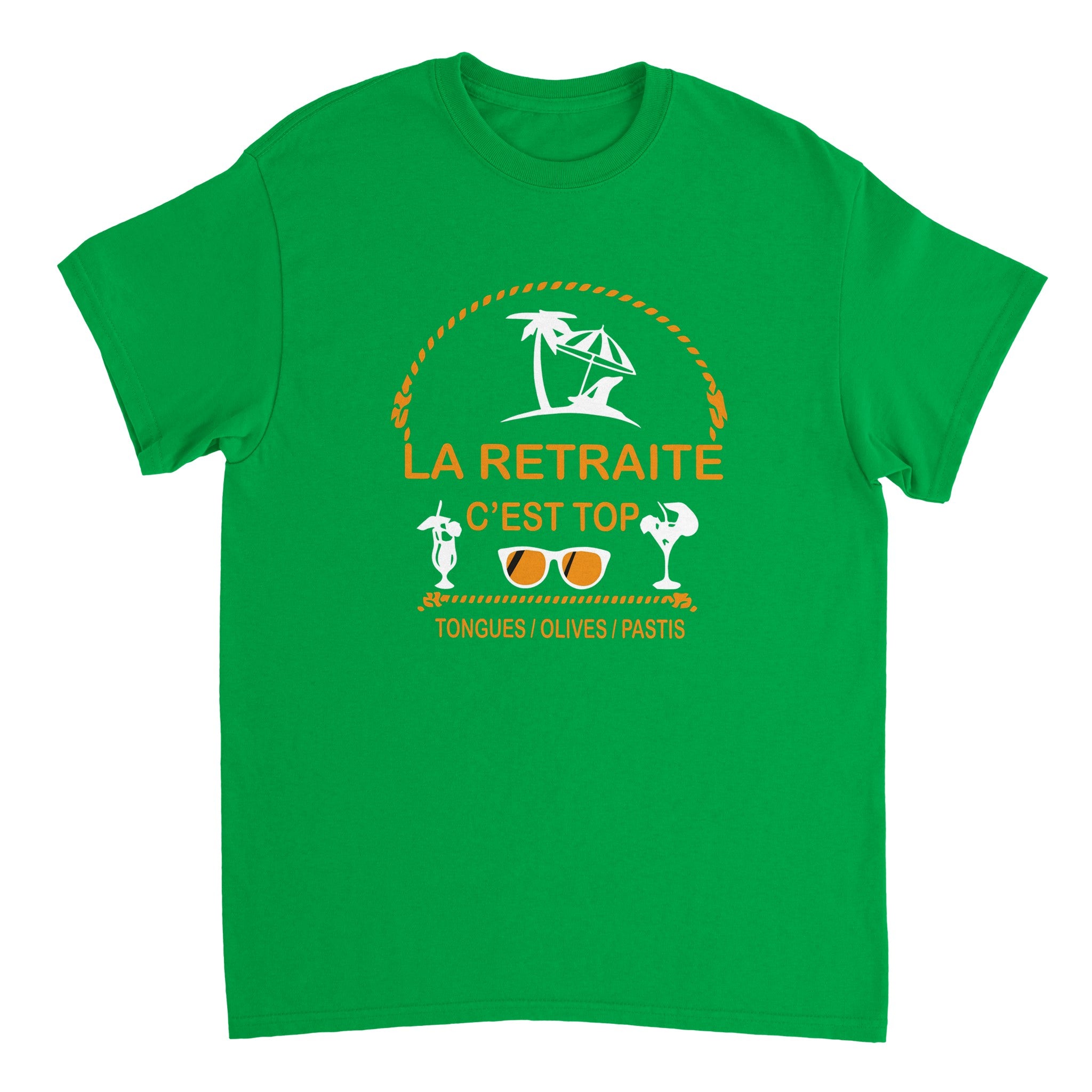 T-shirt Pastis "La retraite c'est top, tongues, olives, pastis" | Mixte French Humour