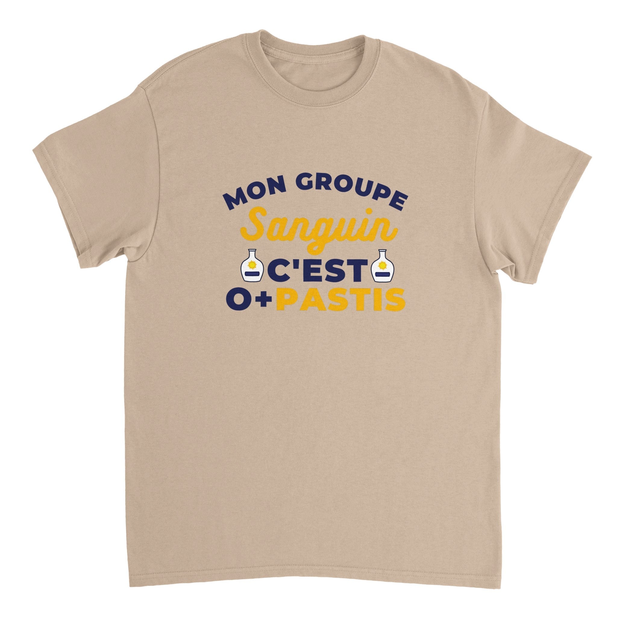 T-shirt Pastis "Mon groupe sanguin c'est O+Pastis" | Mixte.