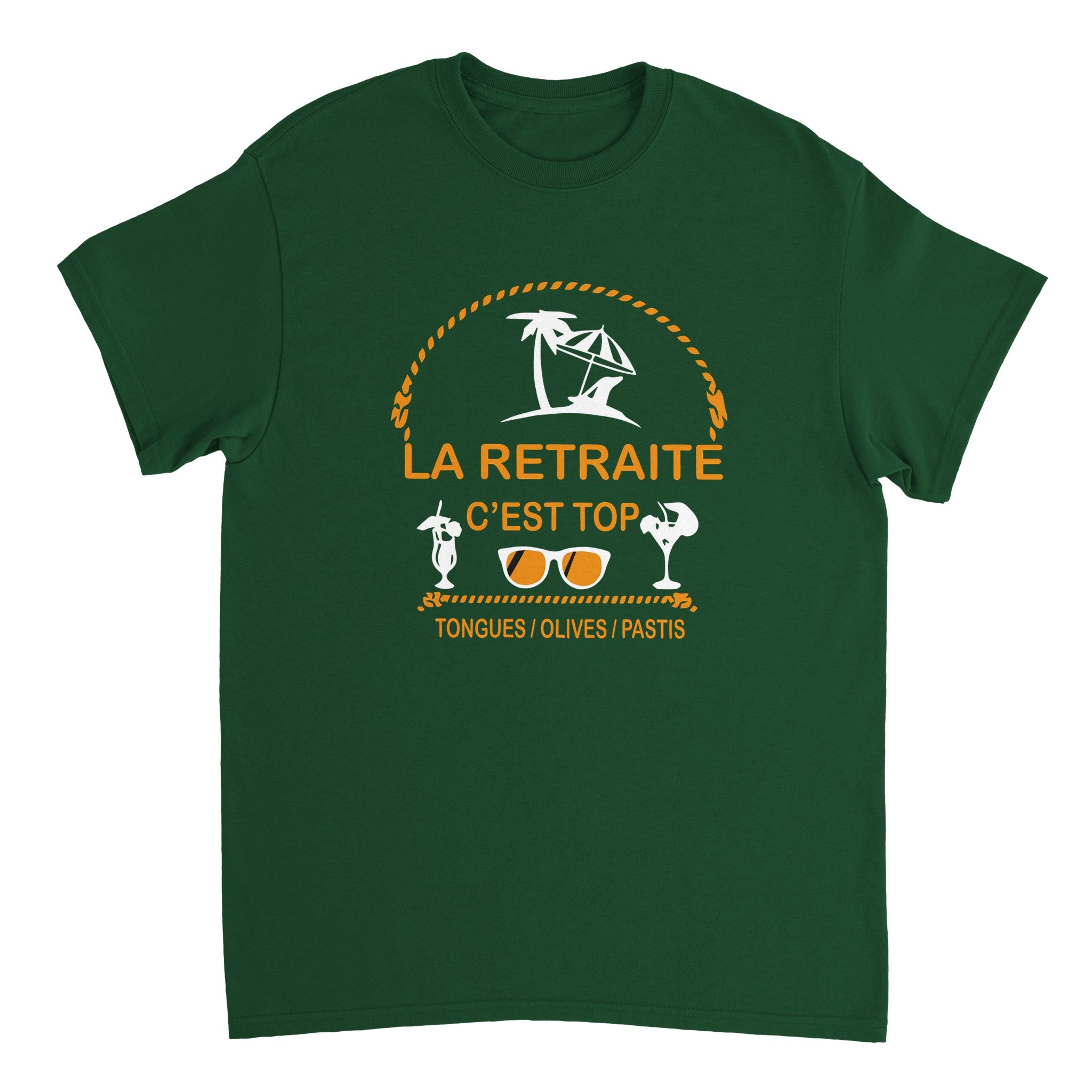 T-shirt Pastis "La retraite c'est top, tongues, olives, pastis" | Mixte French Humour