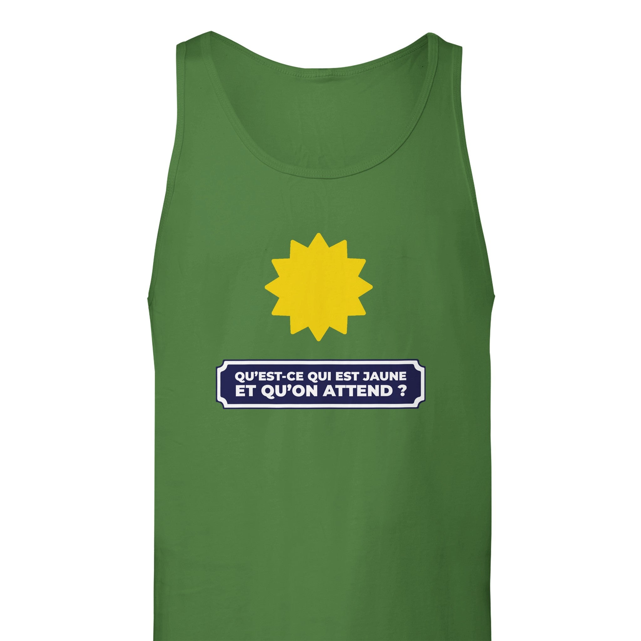 Débardeur Pastis "Qu'est ce qui est jaune et qu'on attend ?" | Mixte French Humour