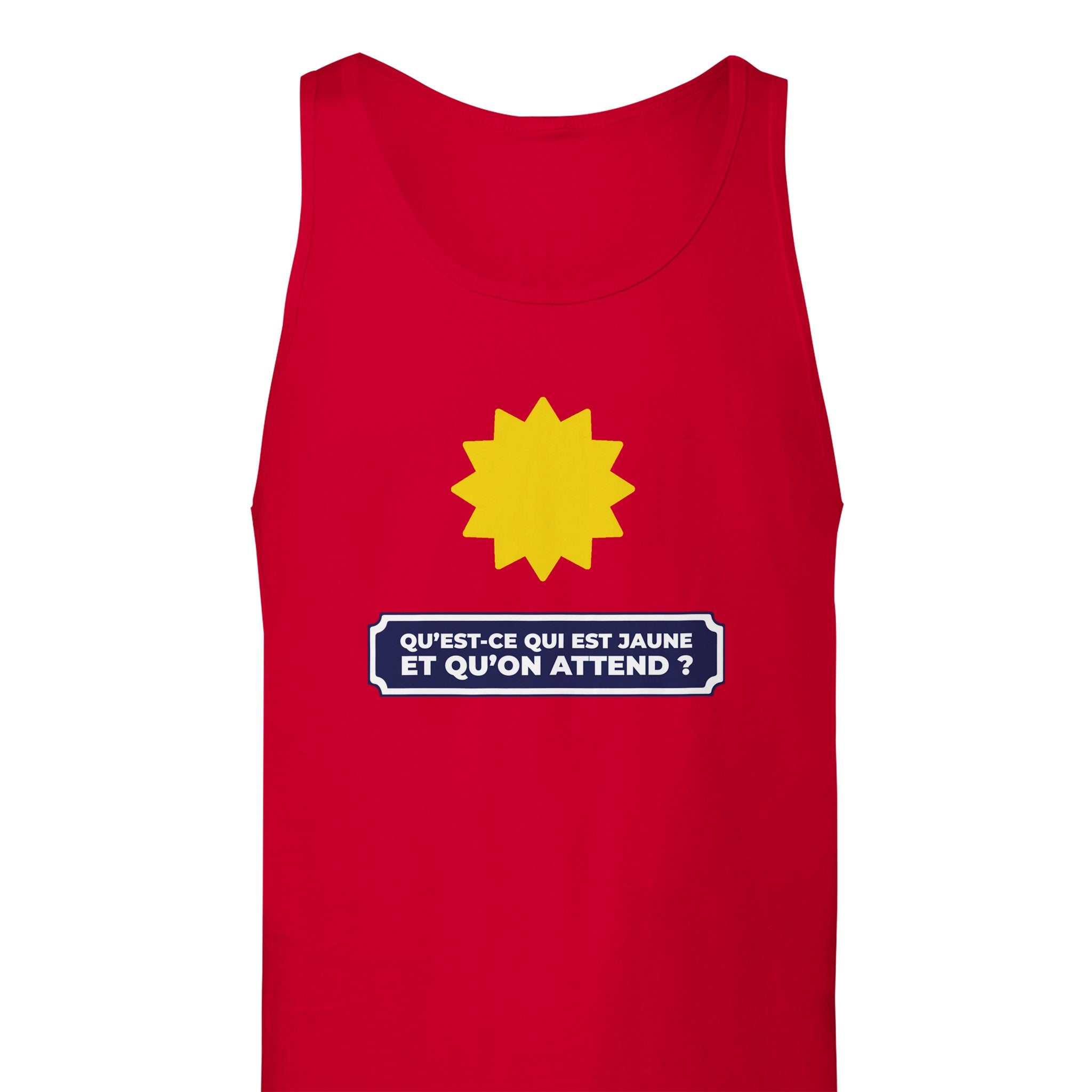 Débardeur Pastis "Qu'est ce qui est jaune et qu'on attend ?" | Mixte French Humour