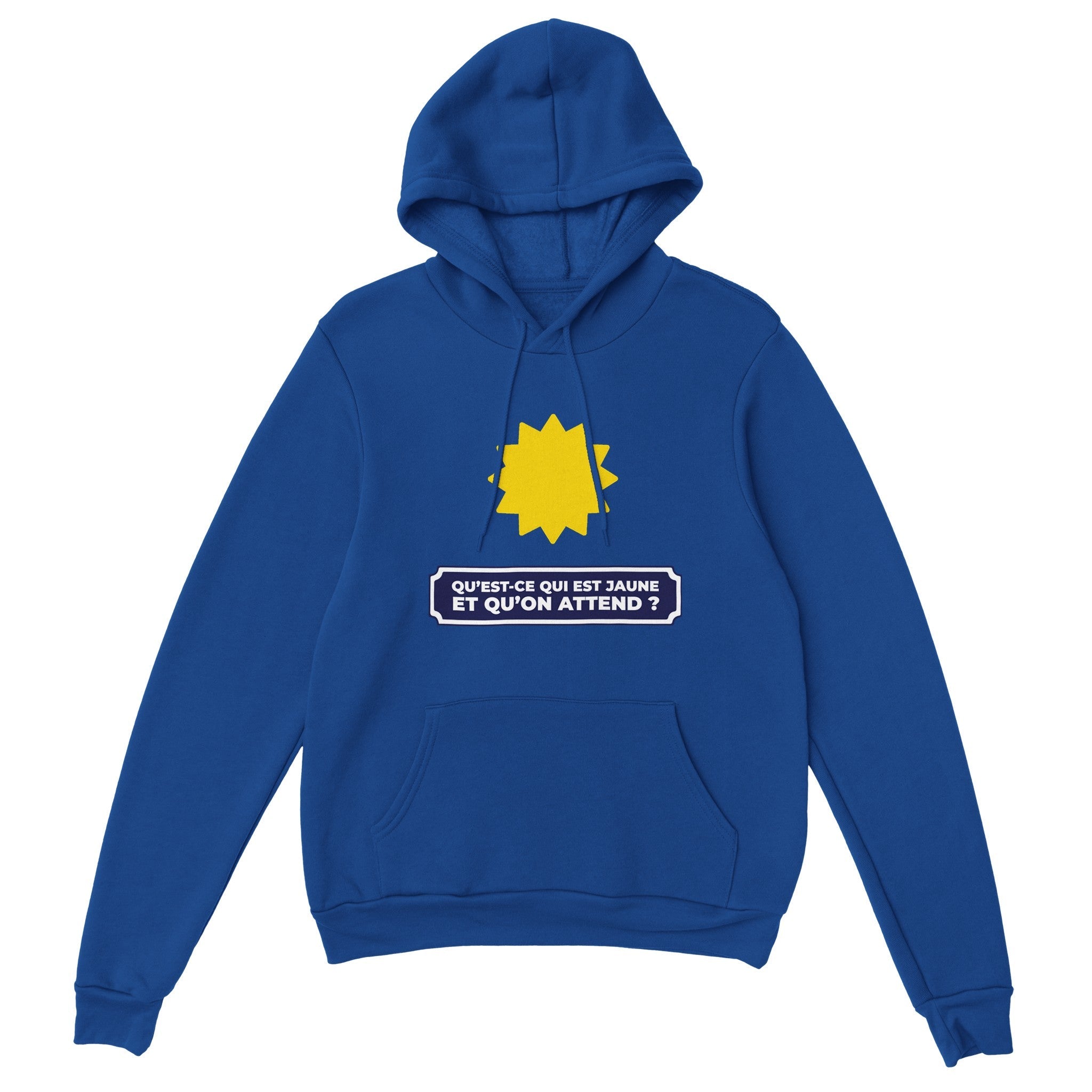Sweat à capuche pastis "Qu'est ce qui est jaune et qu'on attend ?" | Mixte.