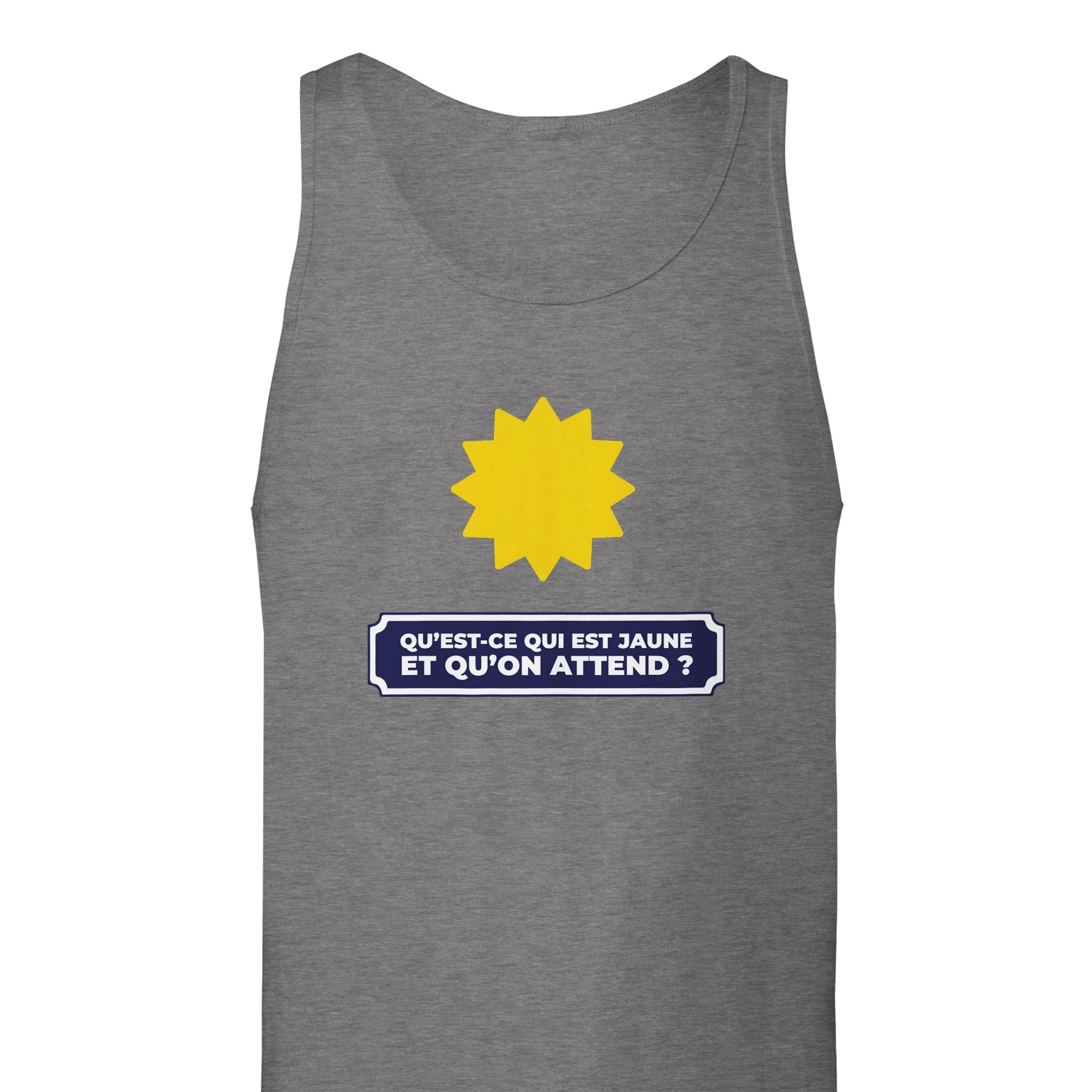 Débardeur Pastis "Qu'est ce qui est jaune et qu'on attend ?" | Mixte French Humour