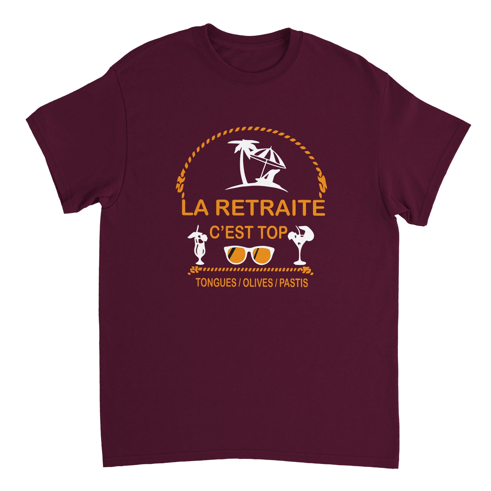 T-shirt Pastis "La retraite c'est top, tongues, olives, pastis" | Mixte French Humour