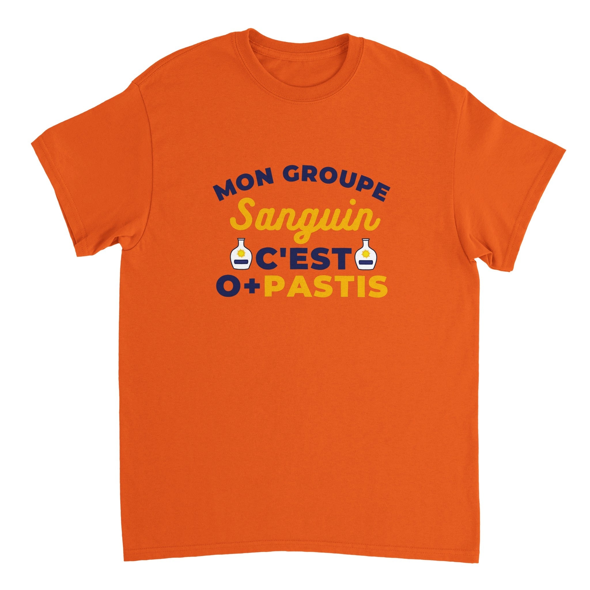 T-shirt Pastis "Mon groupe sanguin c'est O+Pastis" | Mixte French Humour
