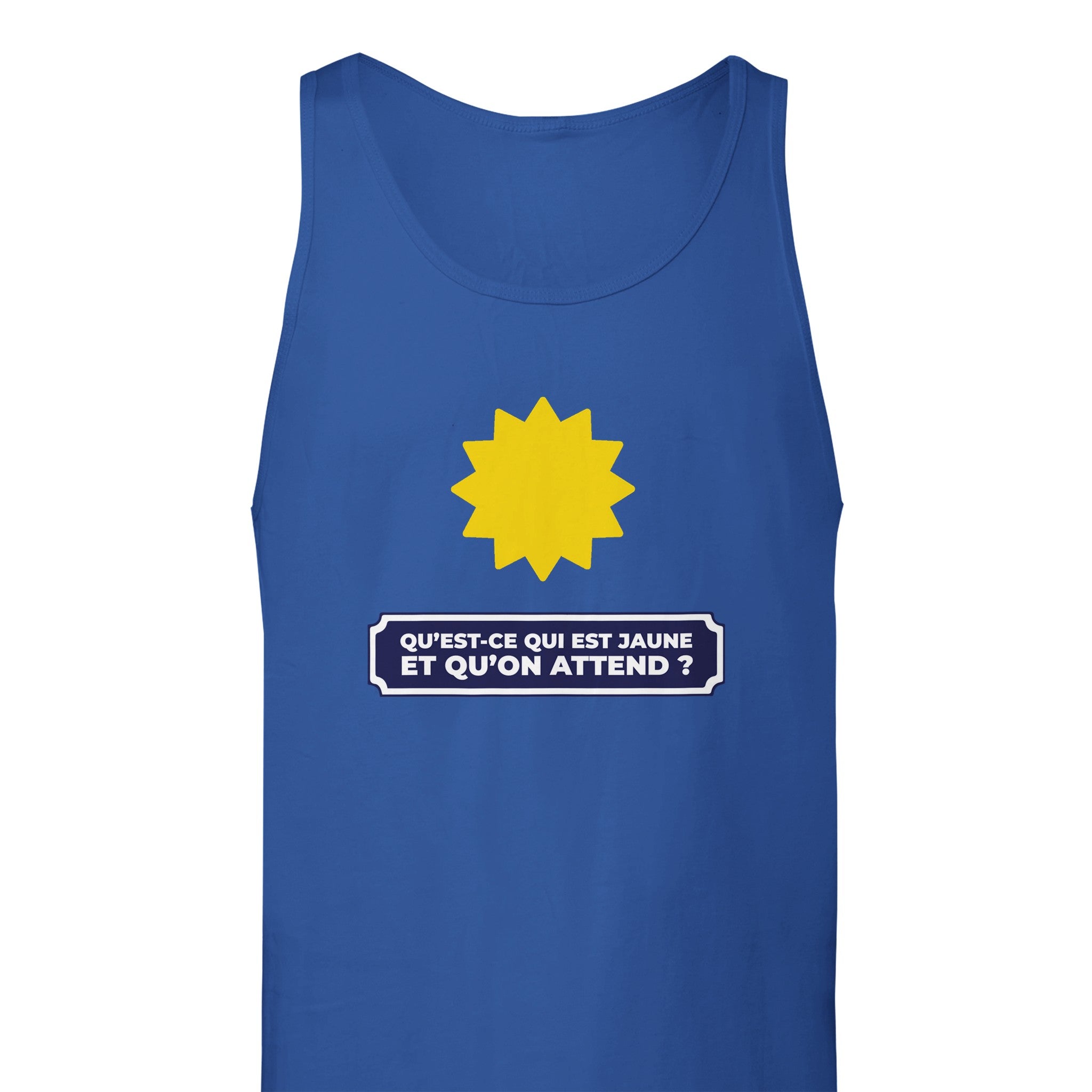 Débardeur Pastis "Qu'est ce qui est jaune et qu'on attend ?" | Mixte French Humour