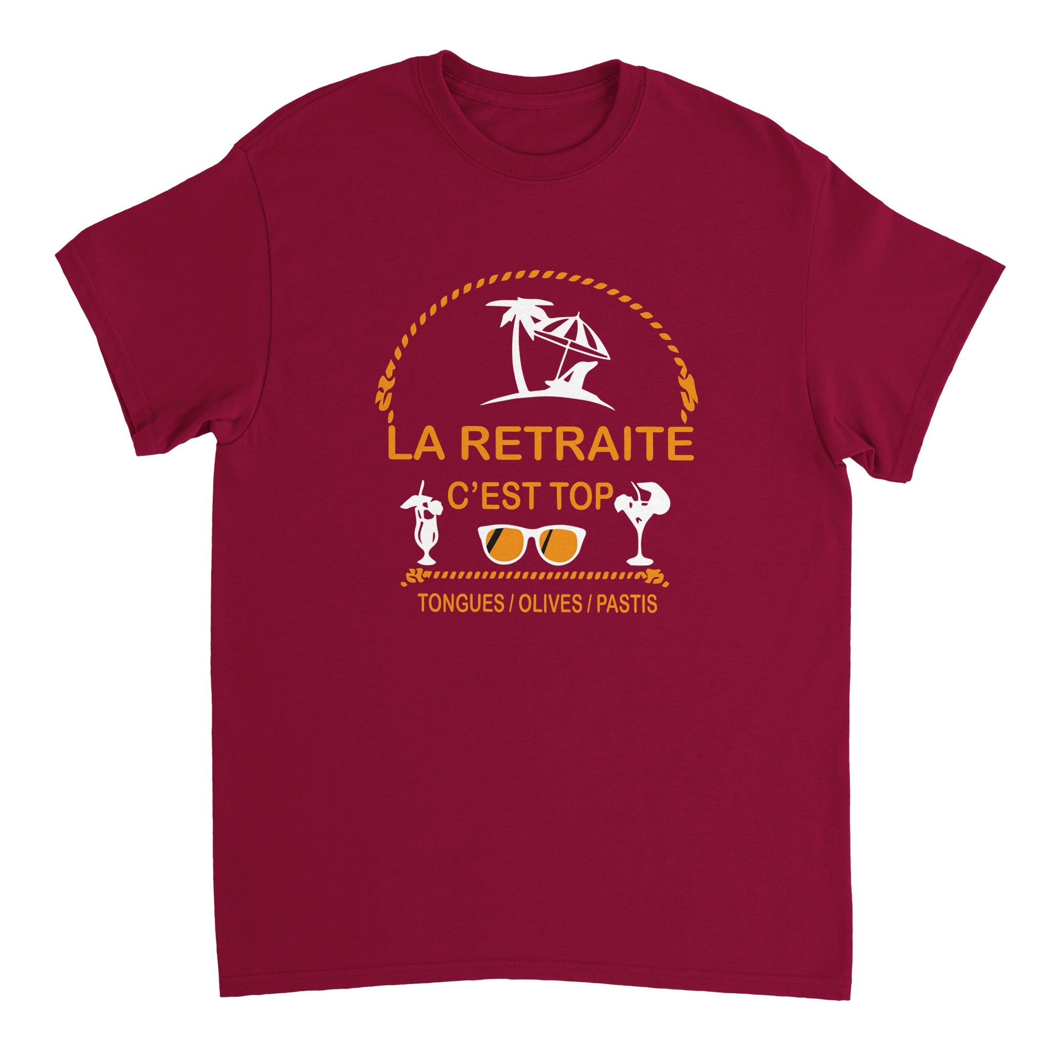 T-shirt Pastis "La retraite c'est top, tongues, olives, pastis" | Mixte French Humour