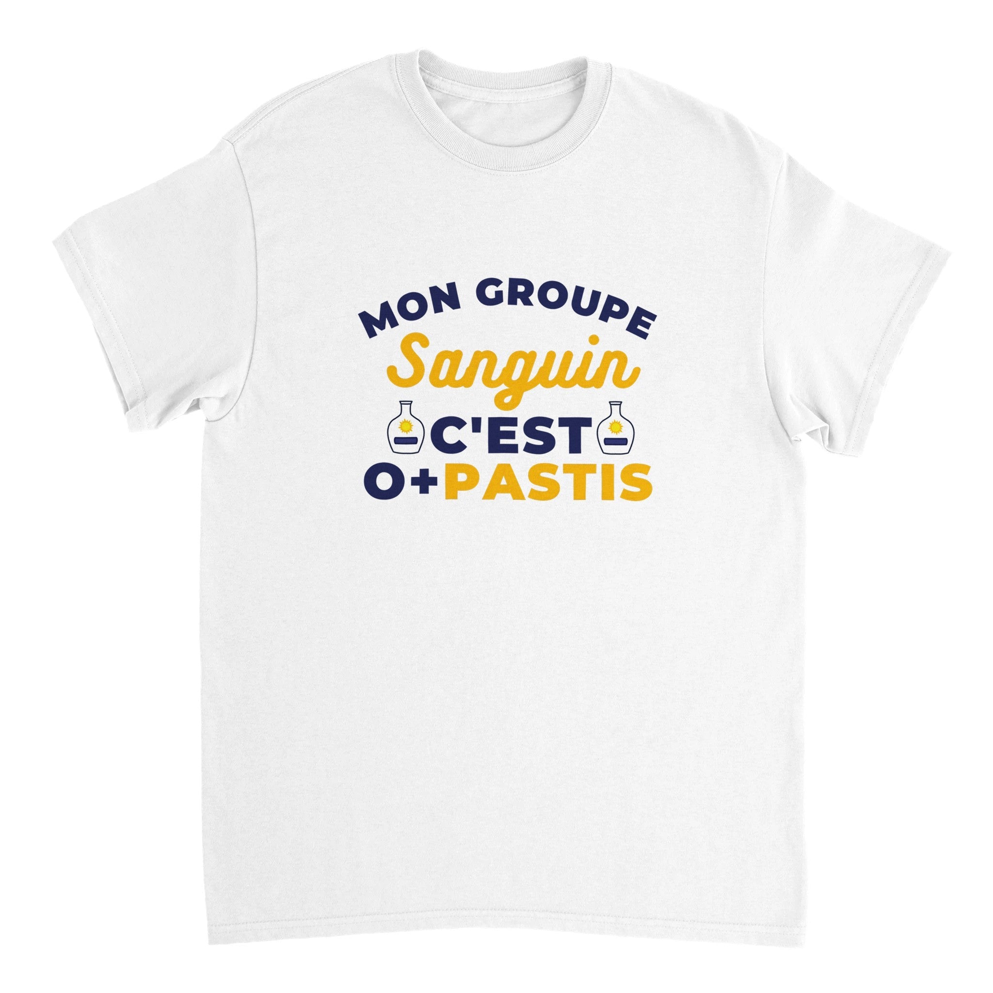 T-shirt Pastis "Mon groupe sanguin c'est O+Pastis" | Mixte French Humour