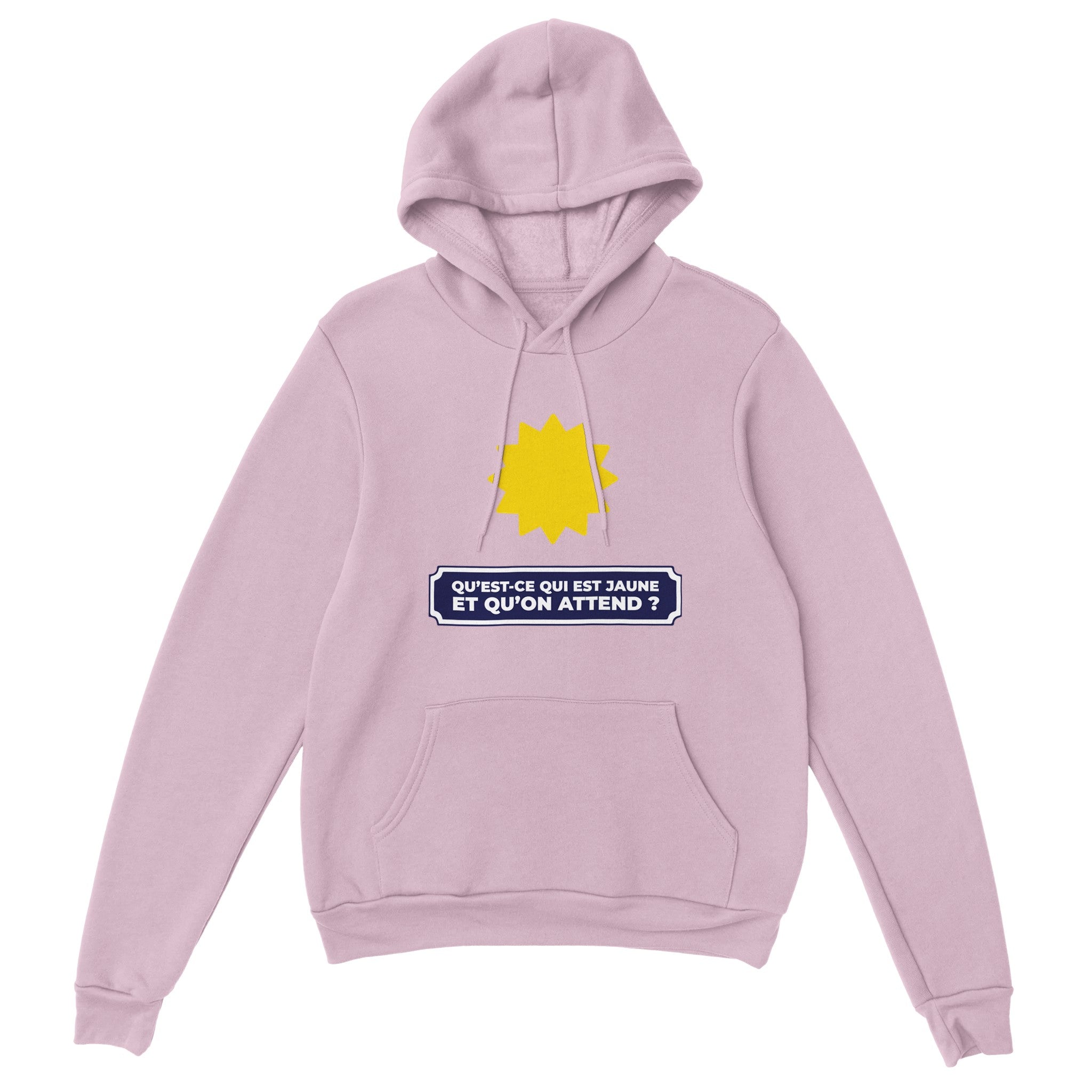 Sweat à capuche pastis "Qu'est ce qui est jaune et qu'on attend ?" | Mixte.
