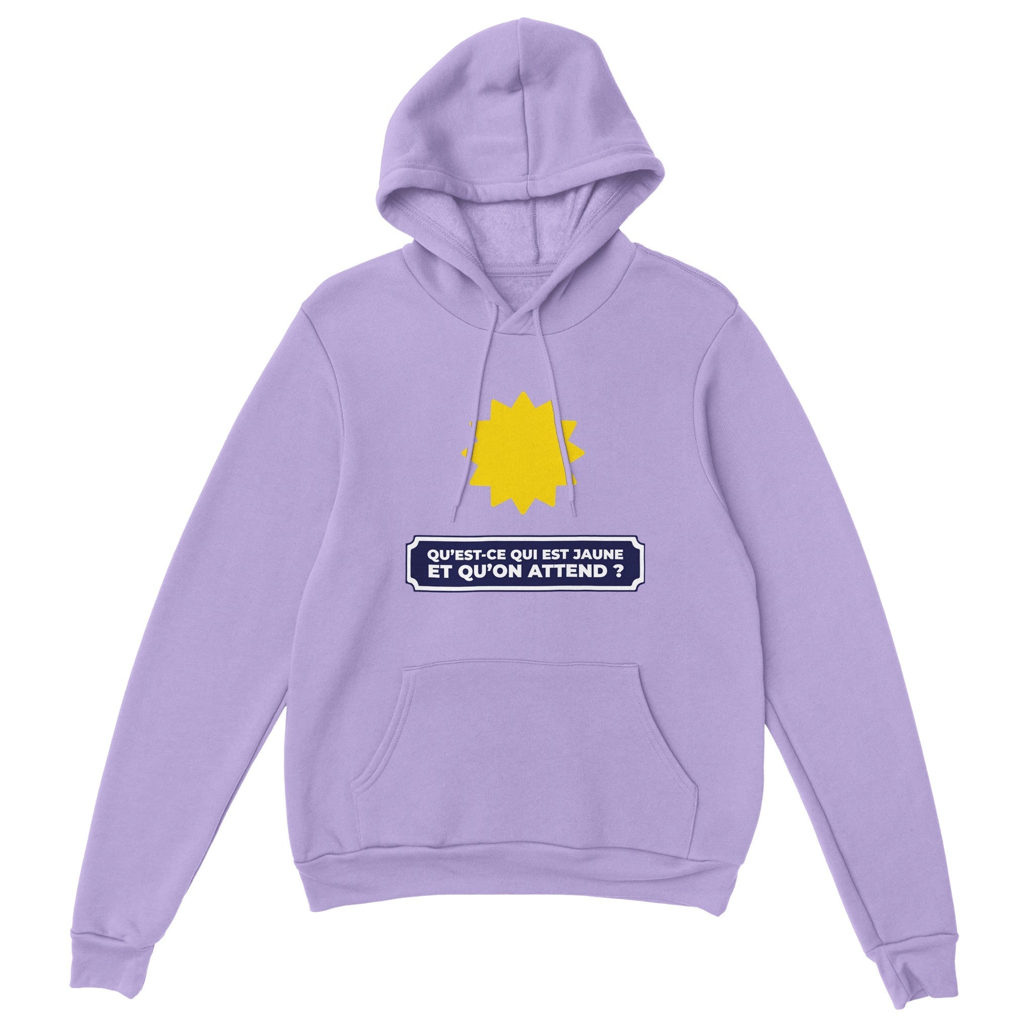 Sweat à capuche pastis "Qu'est ce qui est jaune et qu'on attend ?" | Mixte.