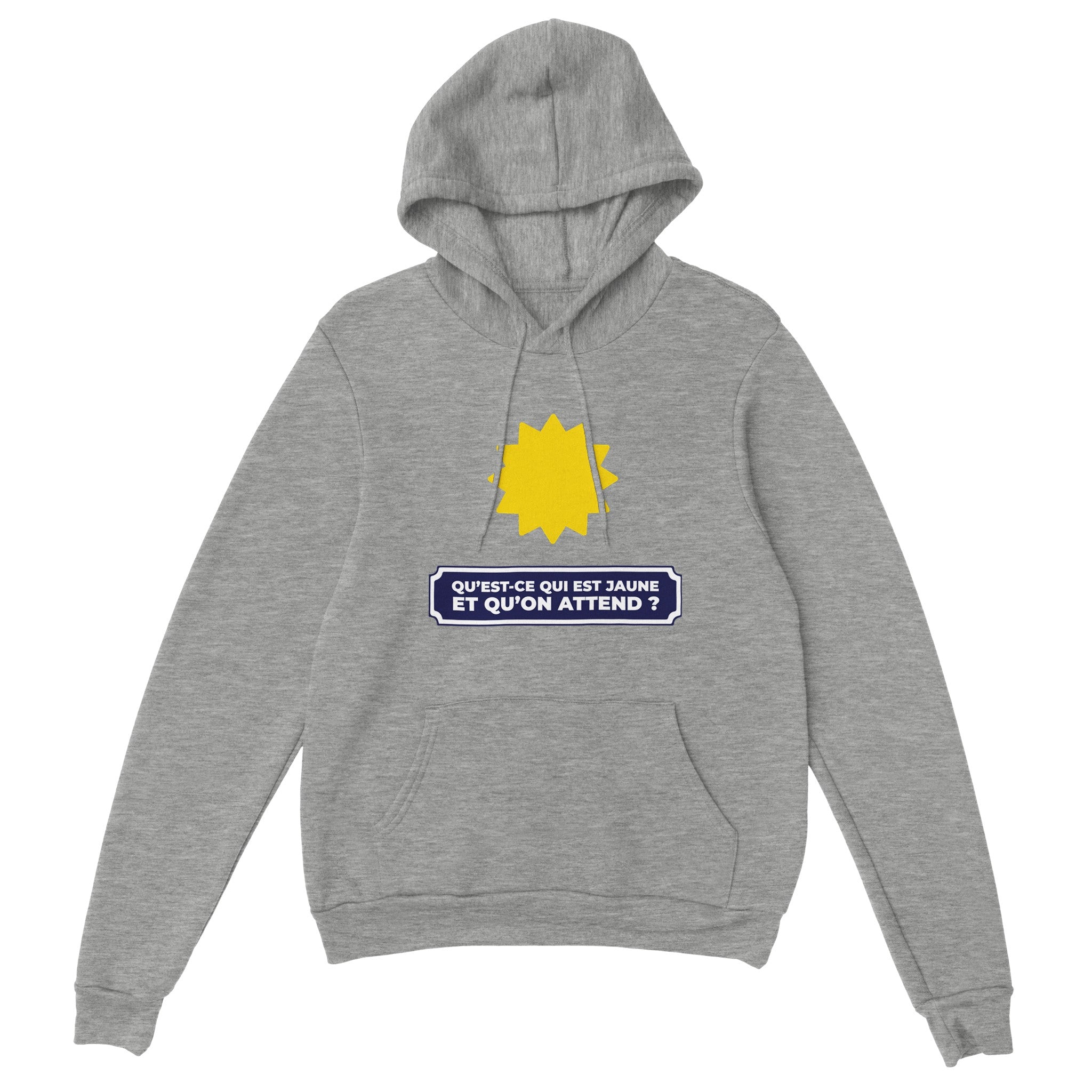 Sweat à capuche pastis "Qu'est ce qui est jaune et qu'on attend ?" | Mixte.