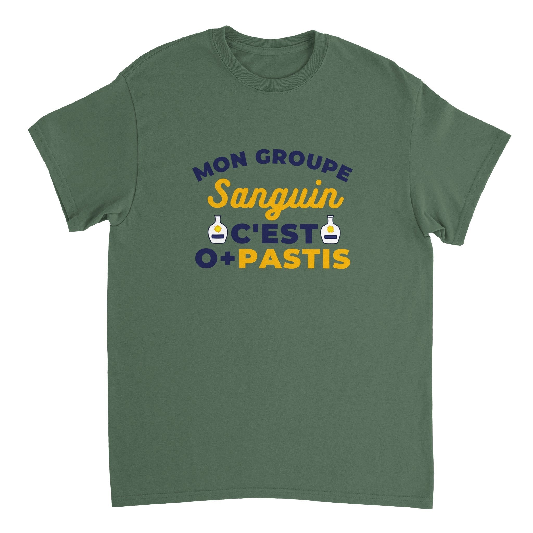 T-shirt Pastis "Mon groupe sanguin c'est O+Pastis" | Mixte.