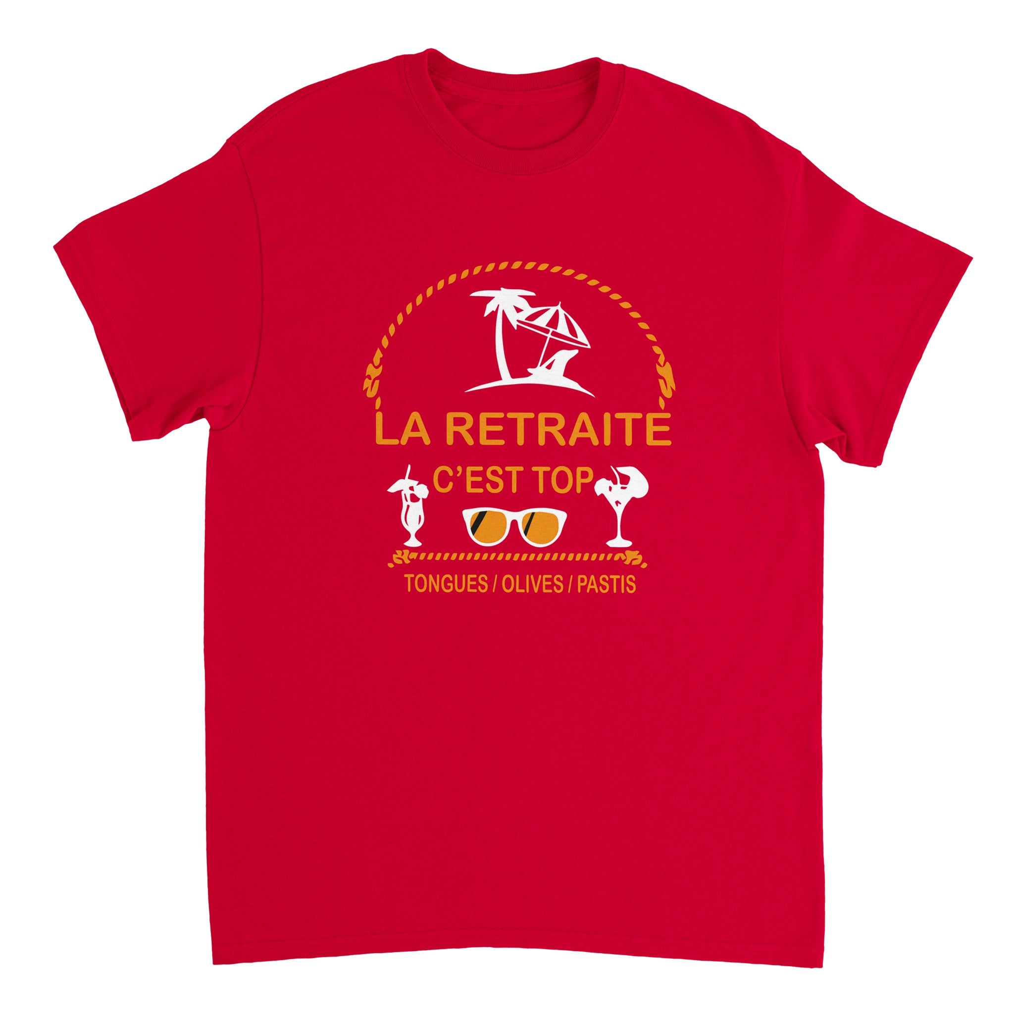 T-shirt Pastis "La retraite c'est top, tongues, olives, pastis" | Mixte French Humour
