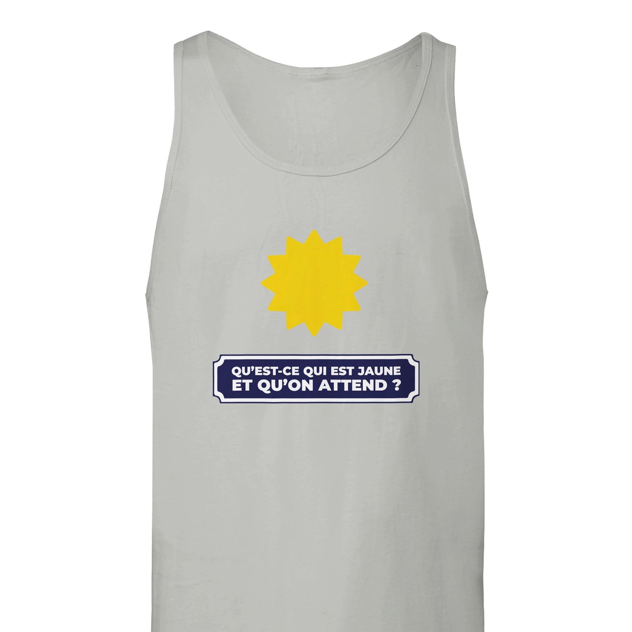 Débardeur Pastis "Qu'est ce qui est jaune et qu'on attend ?" | Mixte French Humour