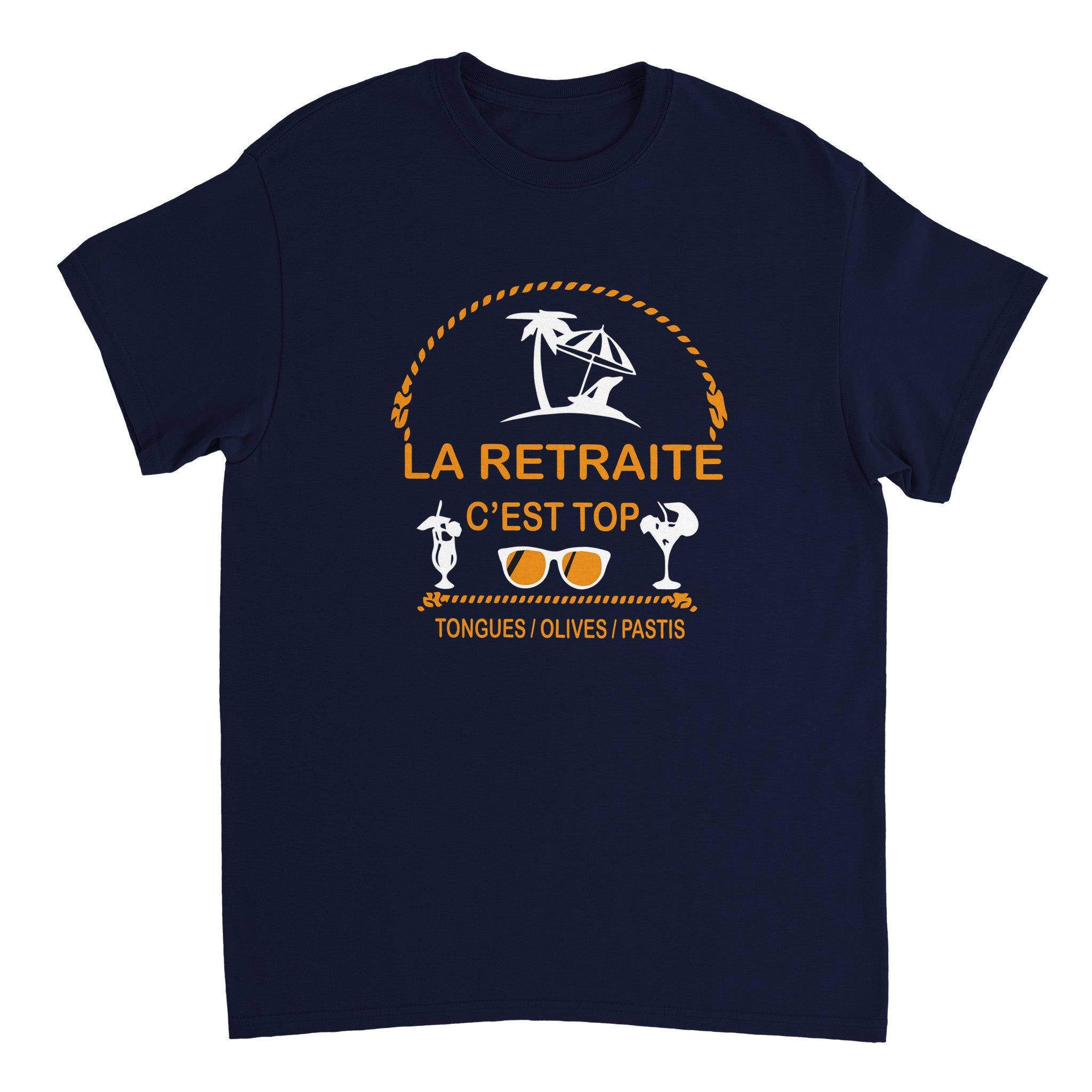T-shirt Pastis "La retraite c'est top, tongues, olives, pastis" | Mixte French Humour