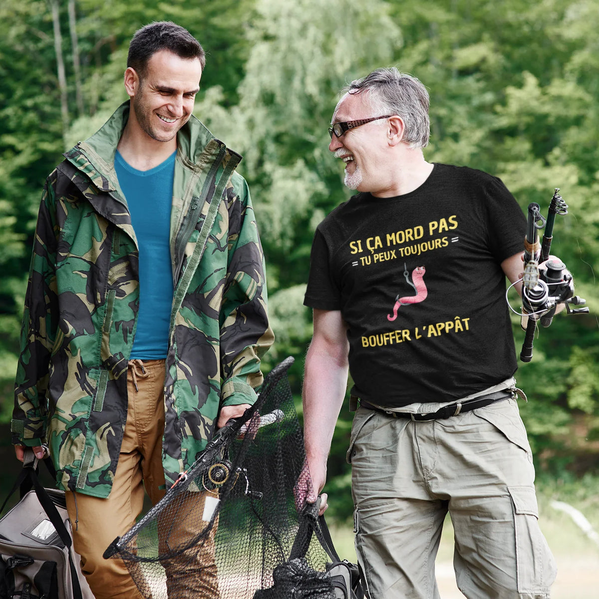 T-shirt Homme Coton Drôle Thème Pêche - Marque Gildan 5000, Taille Standard, Neuf Sur Commande