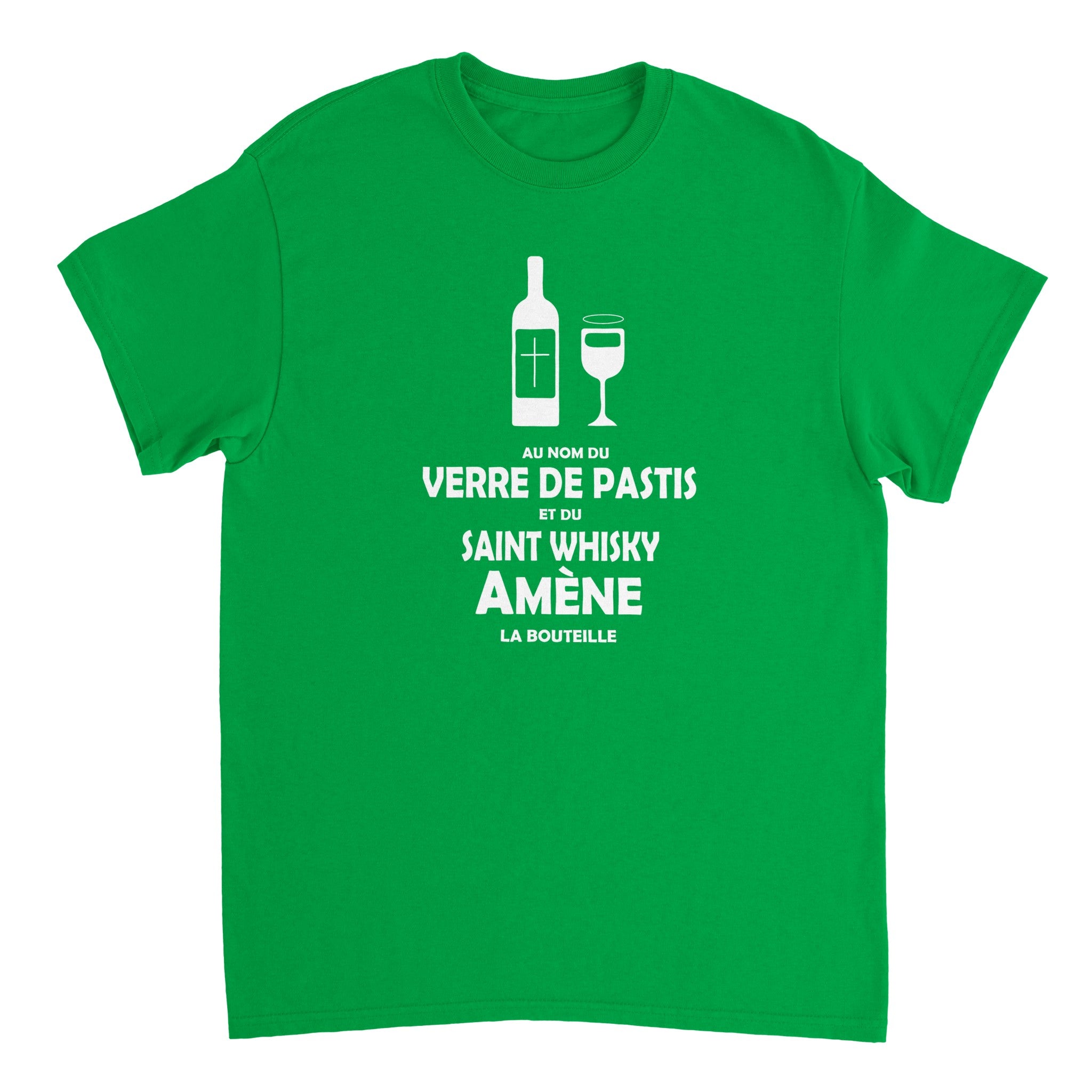 T-shirt Pastis "Au nom du verre de pastis et du saint whisky amène la bouteille" | Mixte