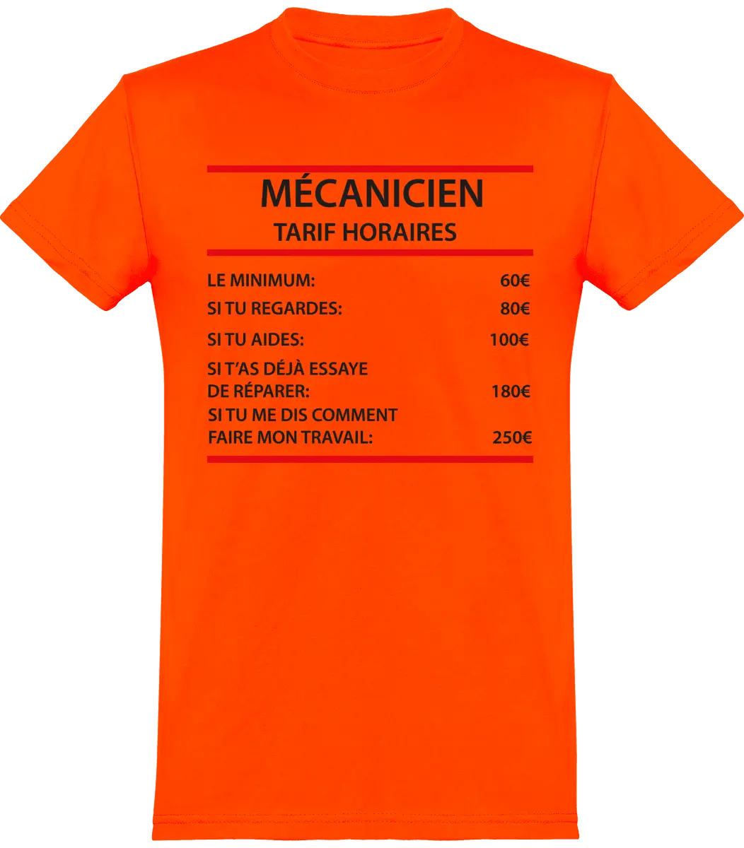 T-shirt mécanique "mécanicien tarif horaires" | Mixte - French Humour