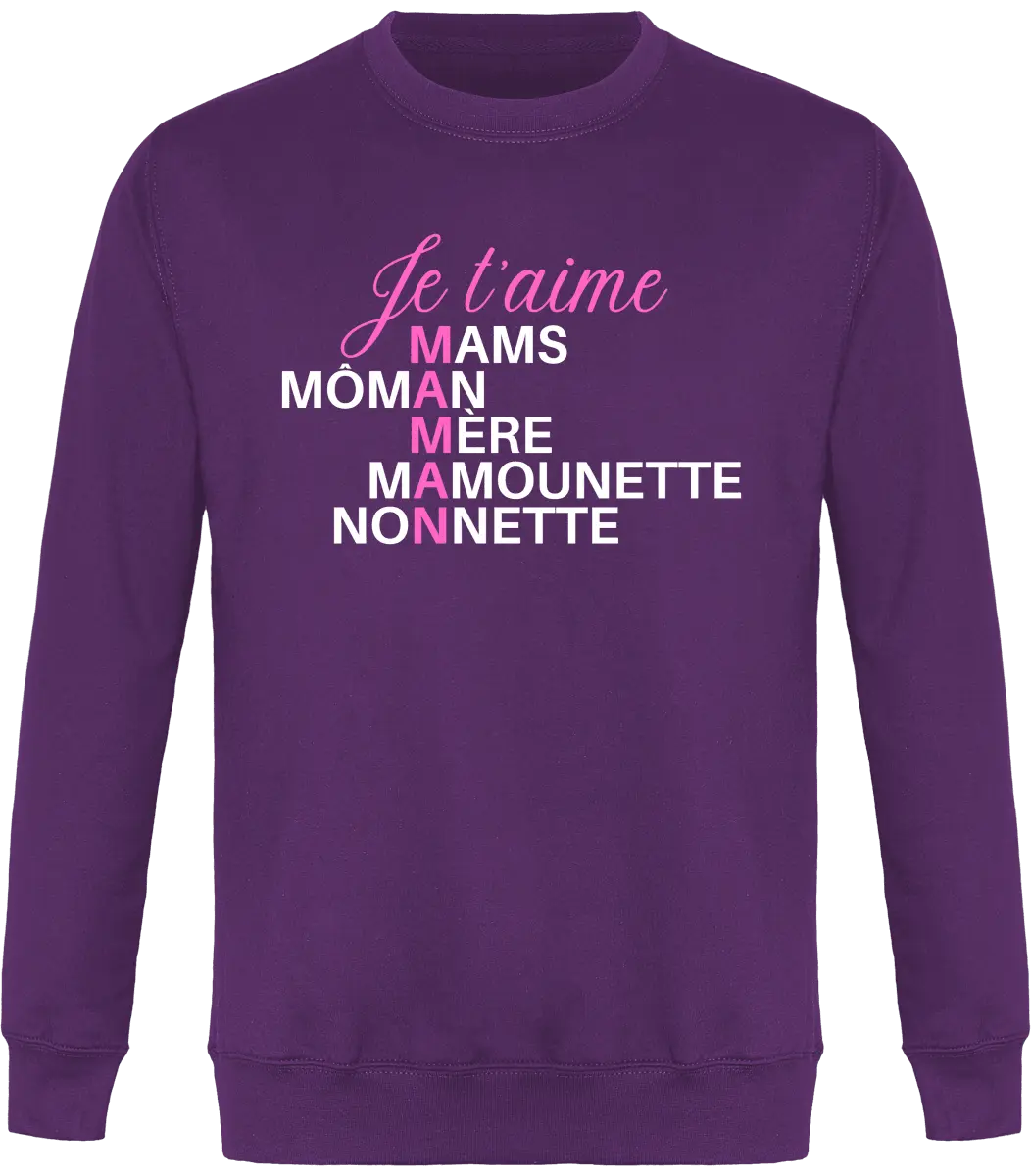 Sweat maman "Je t'aime maman" | Mixte - French Humour