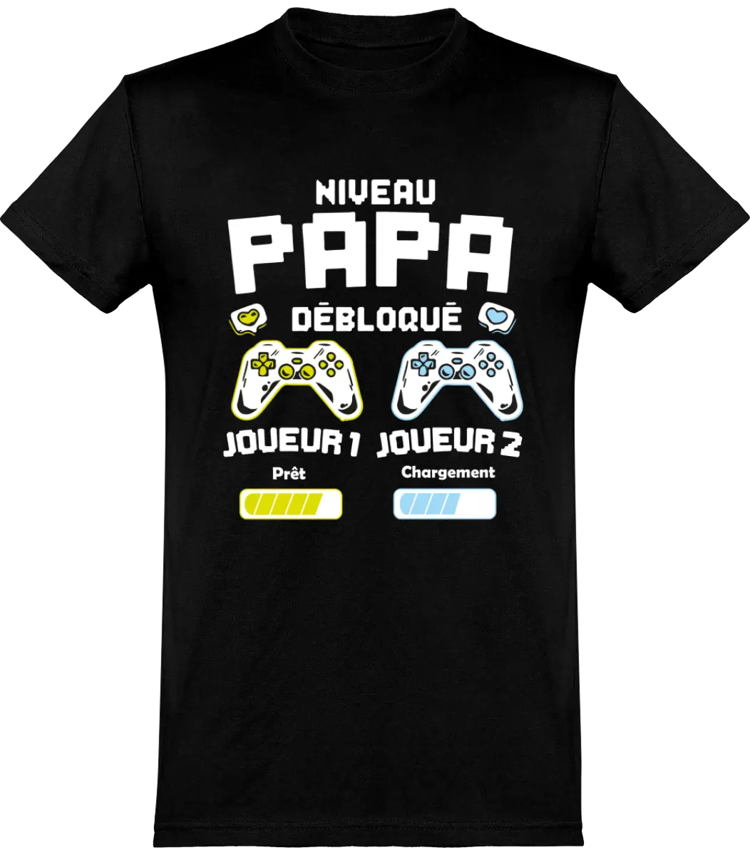 T-shirt papa "Niveau papa débloqué" | Mixte - French Humour