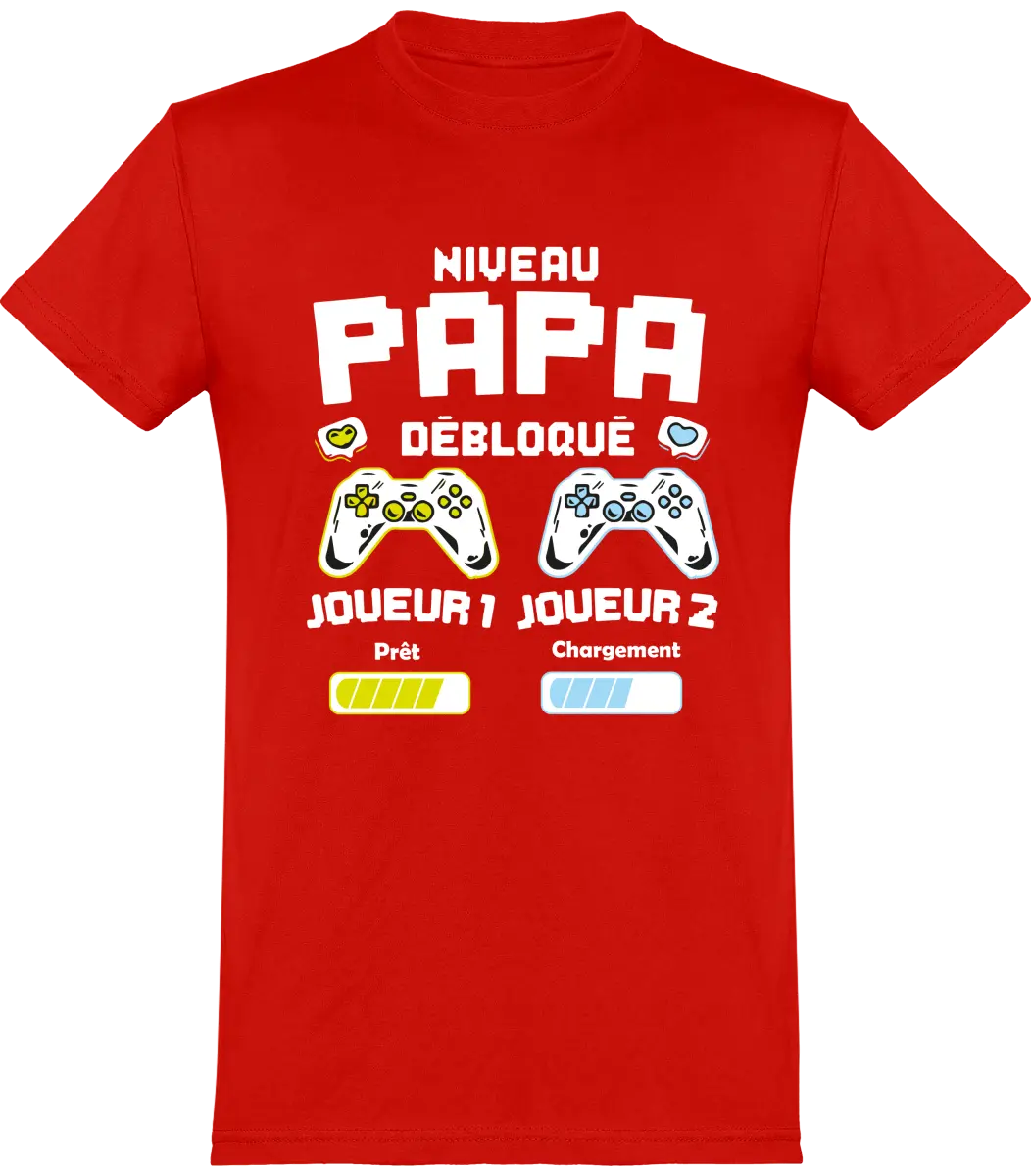 T-shirt papa "Niveau papa débloqué" | Mixte - French Humour