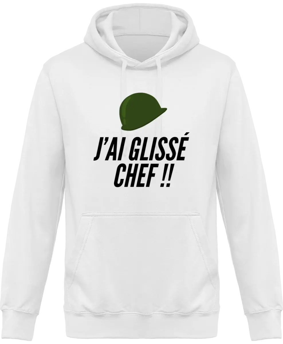 Sweat à capuche Militaire "J'ai glissé chef" | Mixte - French Humour