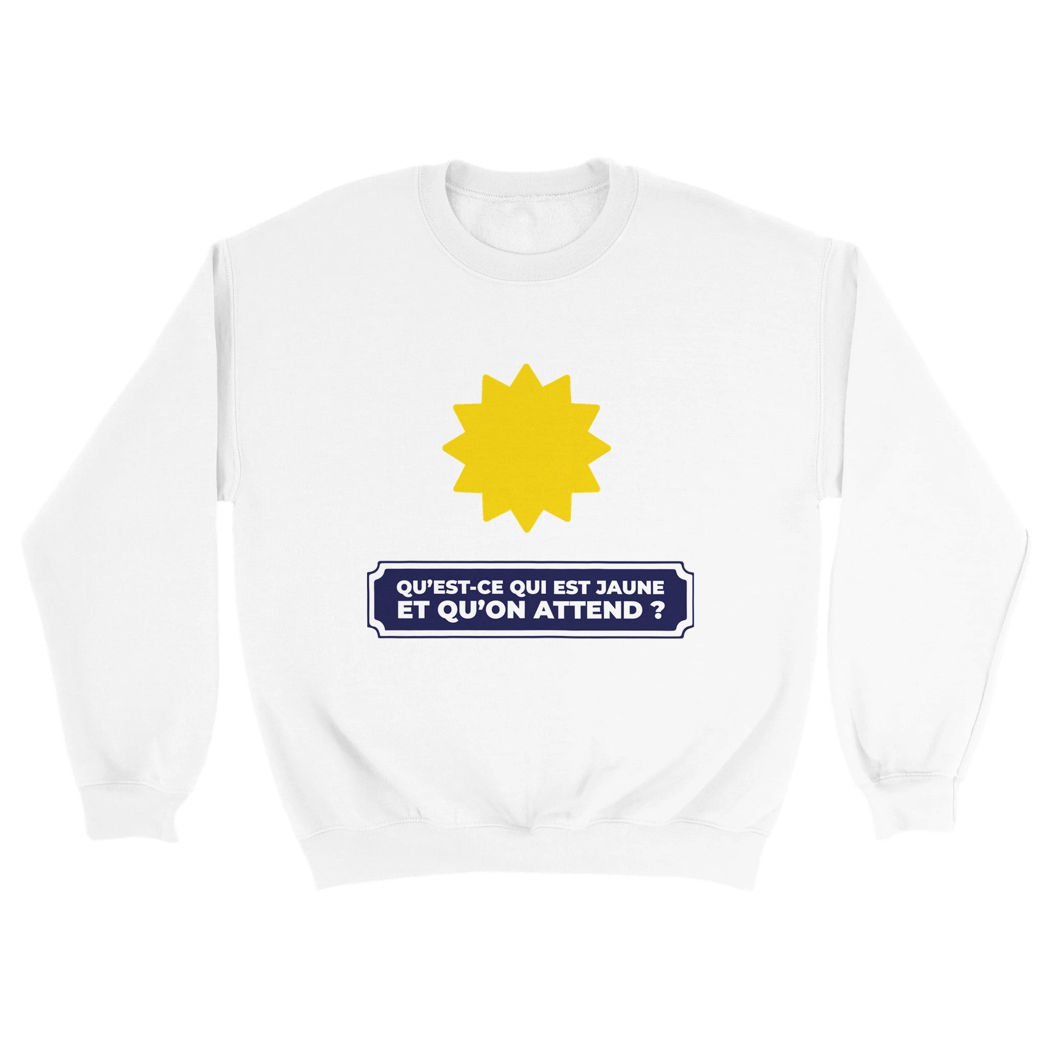 Sweat pastis "Qu'est ce qui est jaune et qu'on attend ?" | Mixte