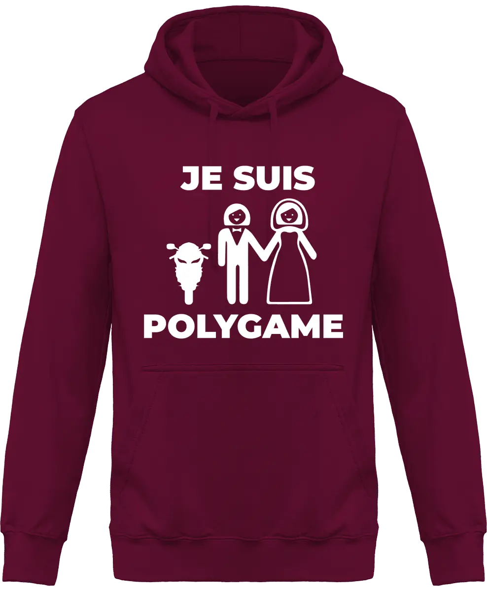Sweat à capuche Motard "Je suis polygame" | Mixte - French Humour