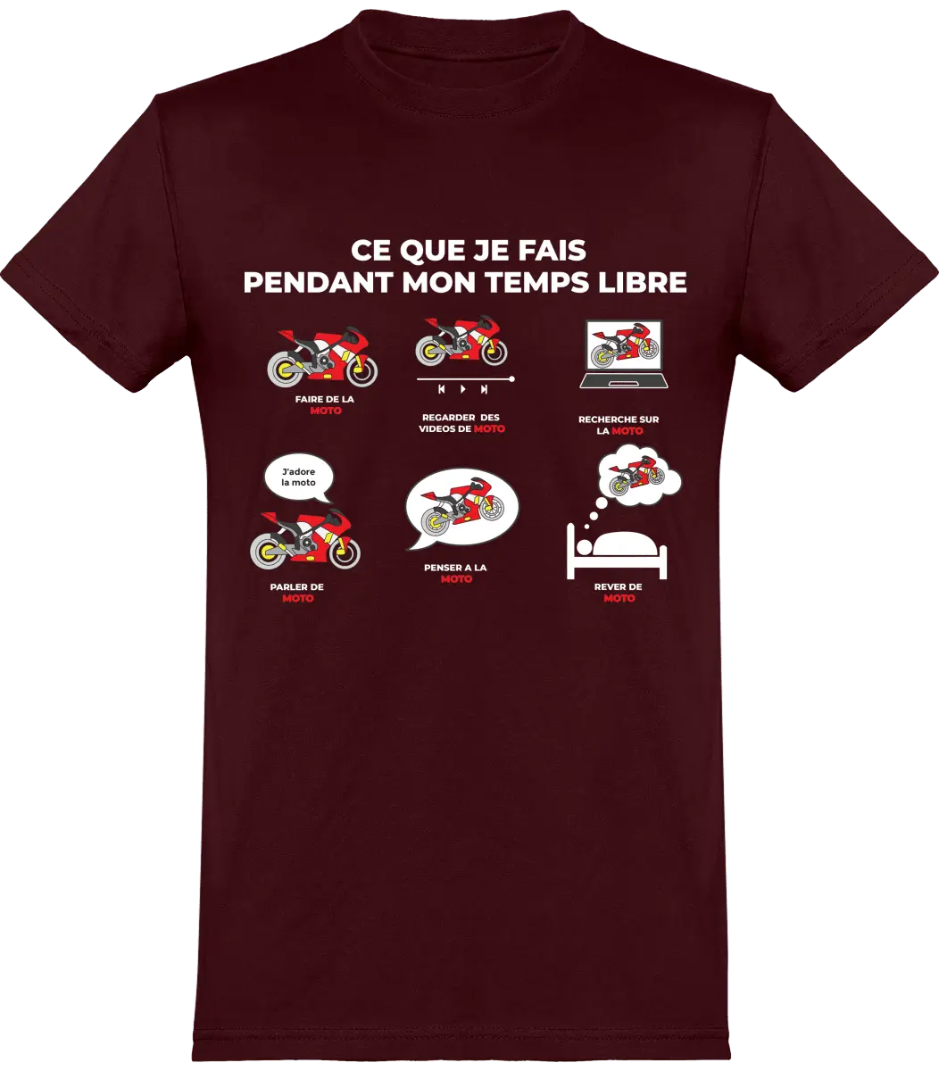 T-shirt Motard "Ce que je fais pendant mon temps libre" | Mixte Éditeur de texte enrichi - French Humour